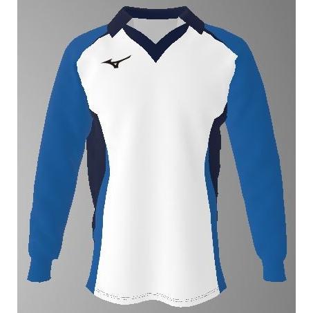 ミズノカスタムオーダー受注生産 ゲームシャツ長袖V首衿付き（ユニセックス）バレーボールウエア　テクノ...