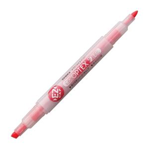 【まとめ買い】ゼブラ　蛍光ペン　蛍光オプテックス2 EZ　細字丸芯+太字角芯　赤インク　100本/300本　WKT11-R｜jimu-zo