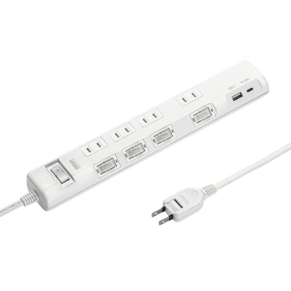 サンワサプライ　節電タップ(2P・4個口・2m・ホワイト)　TAP-B107UC-2W