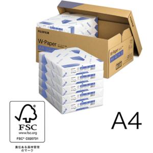 コピー用紙 A4　FUJIFILM W‐Paper フタ式ボックスタイプ　1箱（5,000枚：500枚×10冊）　