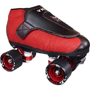 VNLA Code Red Jam Skates | Quad Roller Skates from Vanilla - Indoor speed skates - Denim and Leather - for Tricks and Rhythm skating (Red and Black) M