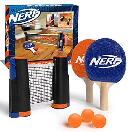 Nerf 卓上 テニス ゲームセット 7点 伸縮ネット付き どこでも遊べる パドル2個 ボール3個 ...