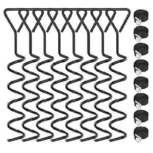 Trampoline Stake Anchor Corkscrew Shape Steel Stakes Anchor Kit Spiral Ground Anchors Trampoline Part 8 Pack (Black)｜jinbado