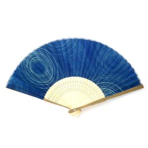 扇子 F柄 うず潮文様×紺 紺 模様 化粧箱入り クールでかっこいい せんす 花火大会 夏祭り 盆踊り かばんの中に常備して…