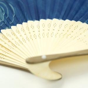 扇子 F柄 うず潮文様×紺 紺 模様 化粧箱入...の詳細画像5