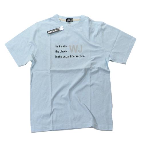 Tシャツ メンズ 半袖 天竺 綿100% スラブ糸 プリント Joint柄 サックス