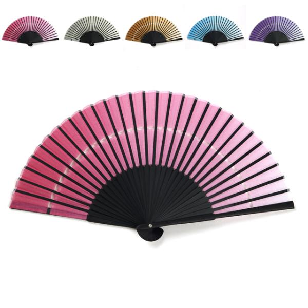 扇子 木綿 二段張り扇子  2段張り 黒竹 F５０柄 グラデーション 色諧調 せんす 花火大会 夏祭...