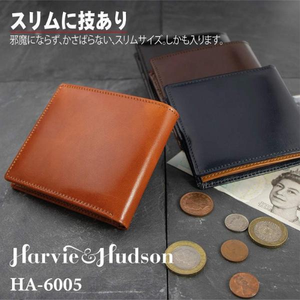 イタリアンレザー薄型折財布HARVIE&amp;HUDSON(ハービー&amp;ハドソン) 短財布  [ha6005...