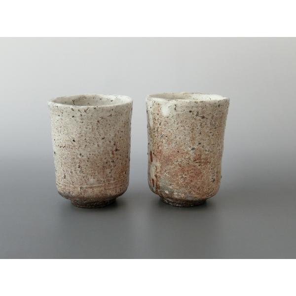 中川自然坊窯　粉引筒湯呑　2客　唐津焼