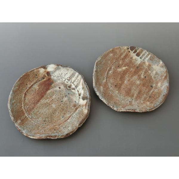 中川自然坊窯　粉引唐津手捻皿(大）　2客　唐津焼