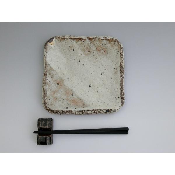 中川自然坊窯　粉引唐津角皿（大）　唐津焼