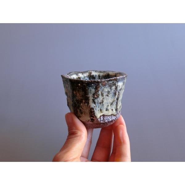 【唐津焼中川自然坊窯】中川恭平作 斑唐津面取ぐい呑