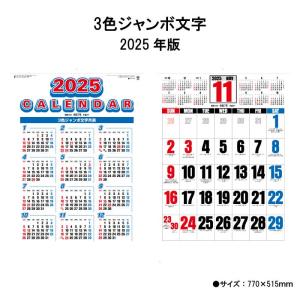 カレンダー 2024年 壁掛け  3色ジャンボ文字 SG551 2024年版  壁掛け  晴雨表入りカラフル 3色 ジャンボ 237773｜jingukan