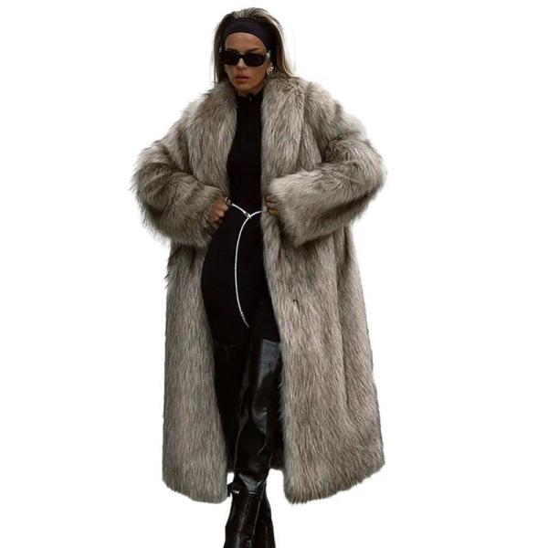 毛皮コート ロング丈 フェイクファージャケット レディース ファーアウター 防風防寒 冬着 エレガン...
