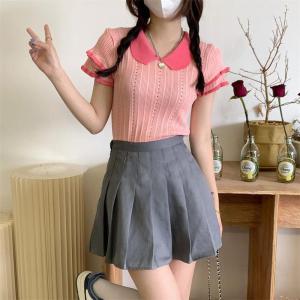 ニット 半袖 レディース 襟付き フリスリーブ...の詳細画像1