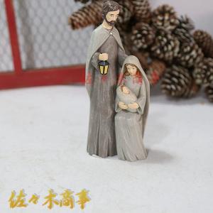 ヨセフ・スタジオ製 聖家族の三連祭壇画 高さ 約25cm彫像 彫刻