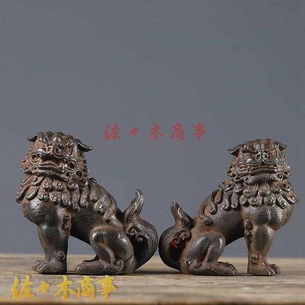 狛犬・獅子 阿吽セット一対 風水開運置物 鋳鉄製