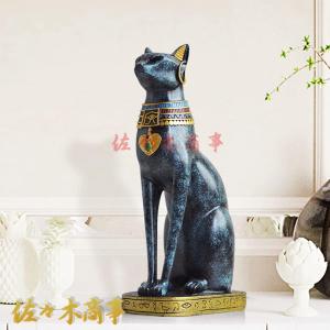 ねこ 置物 樹脂彫像 おしゃれ 工芸品 猫のオブジェ 大型 F 樹脂 古代 エジプト 猫好きな人へのプレゼント アンティーク雑貨 猫神｜jinichirosasaki