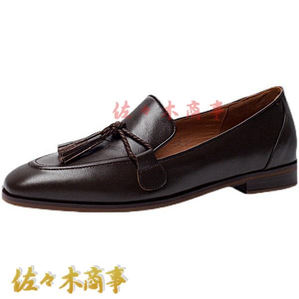 ローファーシューズ 蝶結び リボン フリンジ パンプス レディース ローヒール 太ヒール スクエアヒ...