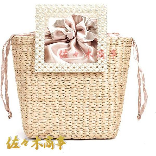 おしゃれ 小銭入れ パールデコレーション ショルダーバッグ レディス 手提げバッグ かごバッグ バス...