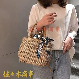 手織りの袋 巾着 トートバッグ 軽量 かごバッ...の詳細画像4