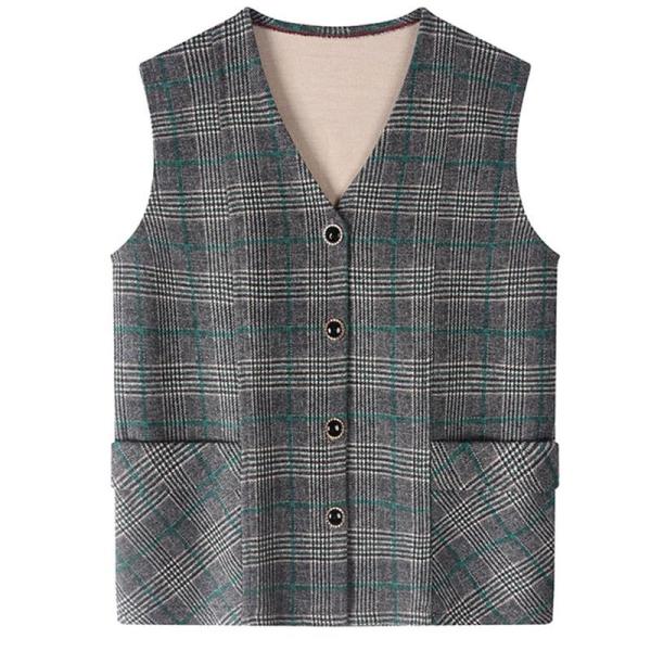 裏起毛 メンズベスト レディース ジレベスト 格子柄 チョッキ 前開き 中年向け 高齢者 厚い 秋冬...