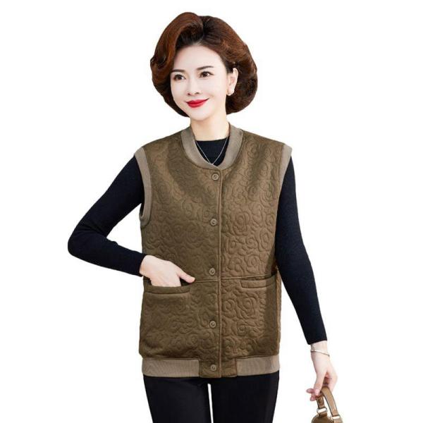 裏起毛ベスト 中年向け 高齢者 レディース チョッキ ジレ キルティング 暖かい 防風 保温 春秋冬...