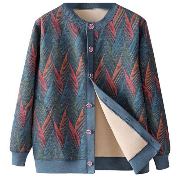 カーディガン 高齢者 中年 ニットセーター コート レディース 前開き 裏ボア 厚手 防風防寒 リブ...