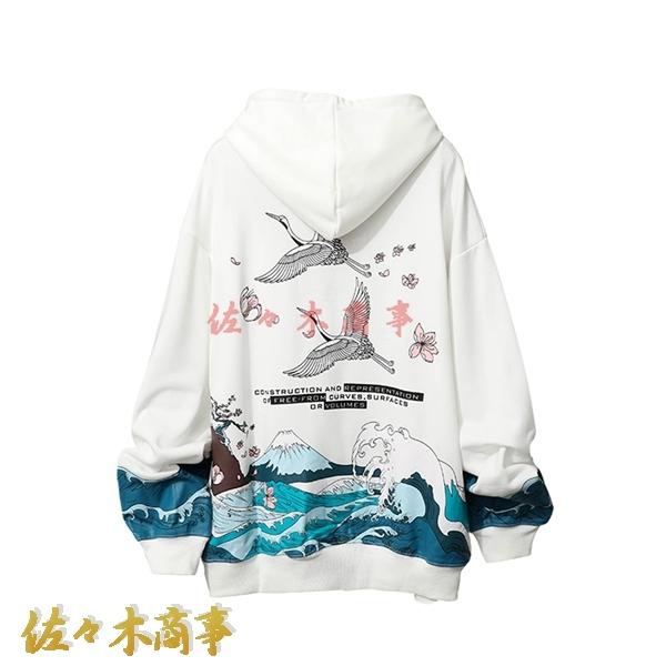 パーカー メンズ トレーナー 鶴柄 桜柄 プルオーバー カップル フーディー クレーンプリント 原宿...