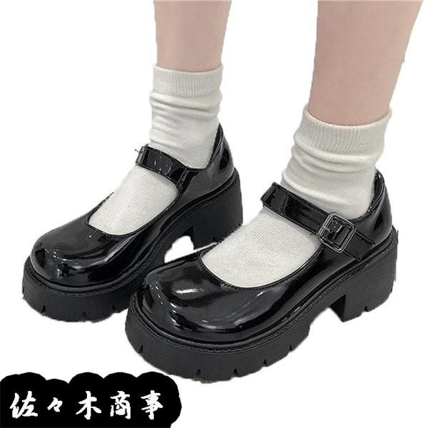 パンプス おでこ靴 レディース ラウンドトゥ フォーマル エナメル 学院風 厚底 ロリータシューズ ...