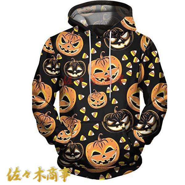 パーカー 2xs-6xl かぼちゃ柄 3Dプリント フルオーバー 長袖 メンズ レディース トレーナ...