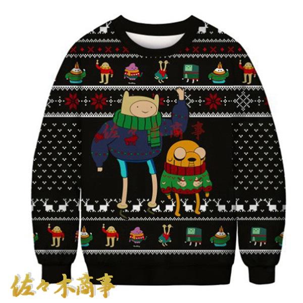 フルオーバー 5xl 3Dプリント 可愛い おもしろ クリスマス アニマル柄 長袖 トレーナー メン...