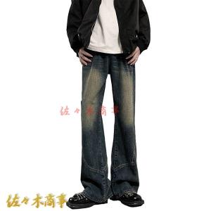 ジーンズ デニムパンツ メンズ パッチワーク デニム ビンテージ ジーパン ラッパズボン ヴィンテージ 男性 日常 アウトドア お出かけ