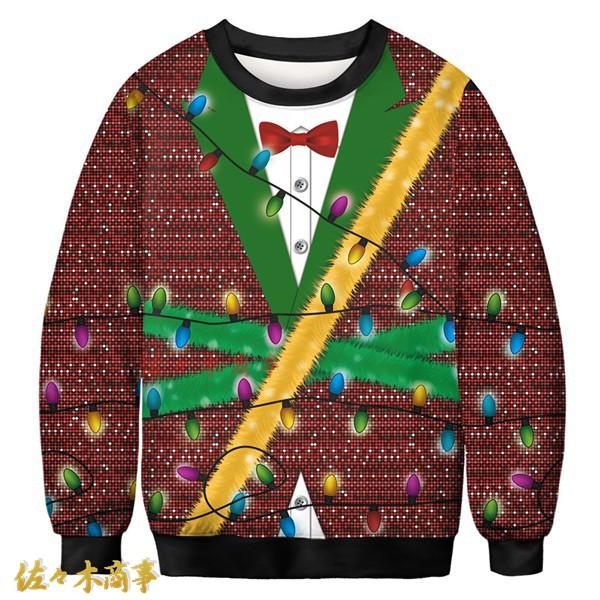 メンズ トレーナー 3D クリスマス柄 秋服 丸首 スウェット 防寒 暖かい プルオーバー 長袖 ベ...