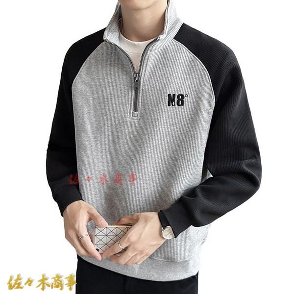 トレーナー メンズ フルオーバー ｔシャツ 長袖 パーカー 切り替え 通気性 薄手 軽い ハーフジッ...