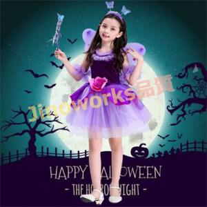 ハロウィン コスプレ 子供 妖精 紫 3点セッ...の詳細画像2