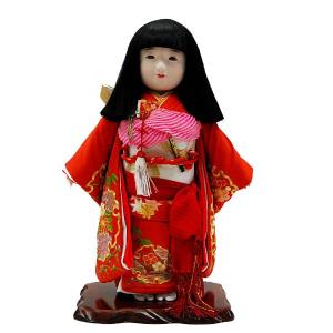 市松人形 小出松寿作(13号 尺二 切嵌金彩刺繍 FUKU-R4-117)お出迎え