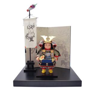 五月人形　久月　若大将飾　屛風・床飾布付き　武者大将 久月 【100周年記念祭】五月人形 子供大将飾り 平飾り 武者人形 高