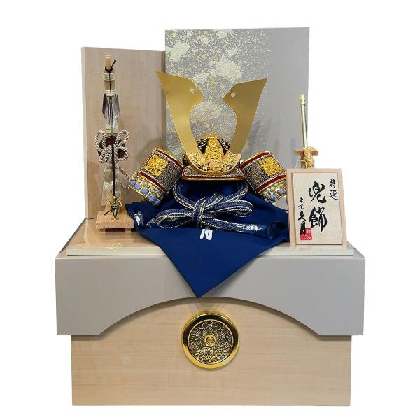 五月人形 久月 収納飾り コンパクト 兜飾り ミニ かぶと 8号 青 おしゃれ 初節句 お祝い 端午...