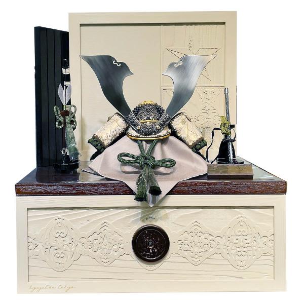 五月人形 兜 久月 コンパクト かぶと 収納飾り ミニ 緑 1/4サイズ おしゃれ 初節句 お祝い ...