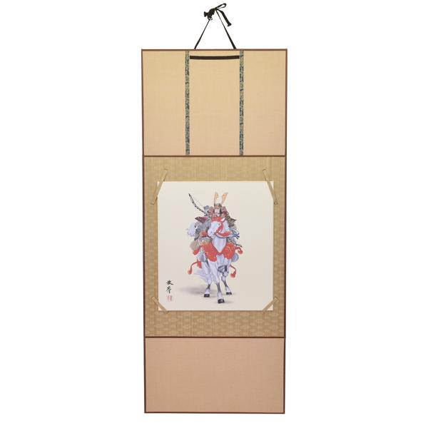 掛け軸 モダン オシャレ インテリア 五月人形 掛軸 白馬武士 武者 和モダン おしゃれ コンパクト