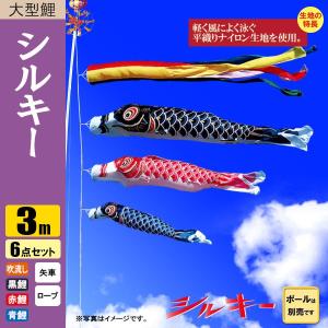 鯉のぼり こいのぼり シルキー金太郎鯉 10m 6点 五色吹流し ポール