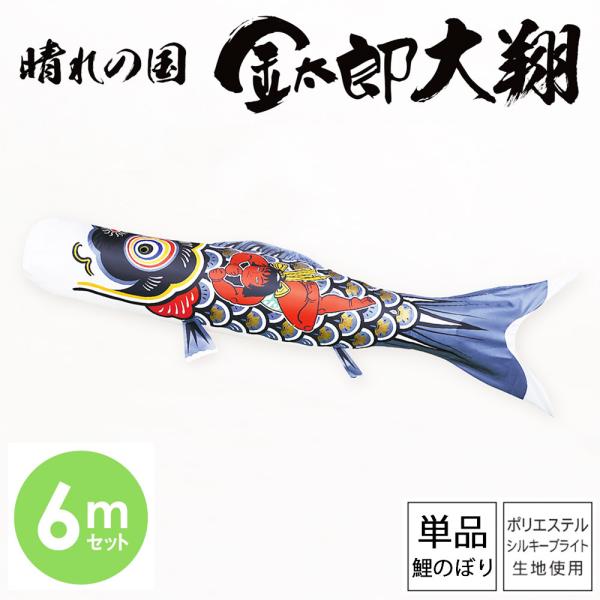 鯉のぼり こいのぼり 庭用 徳永鯉 単品鯉 黒鯉 晴れの国 金太郎 大翔 6m