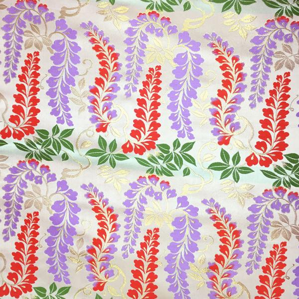 金襴生地 金襴の布 白地 藤大柄 kin白2