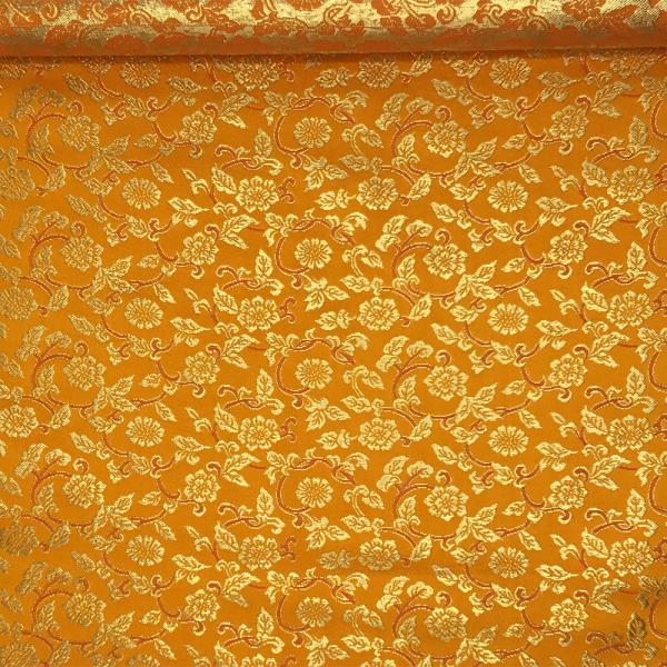 金襴生地 金襴の布 朱地 唐草 kin赤3
