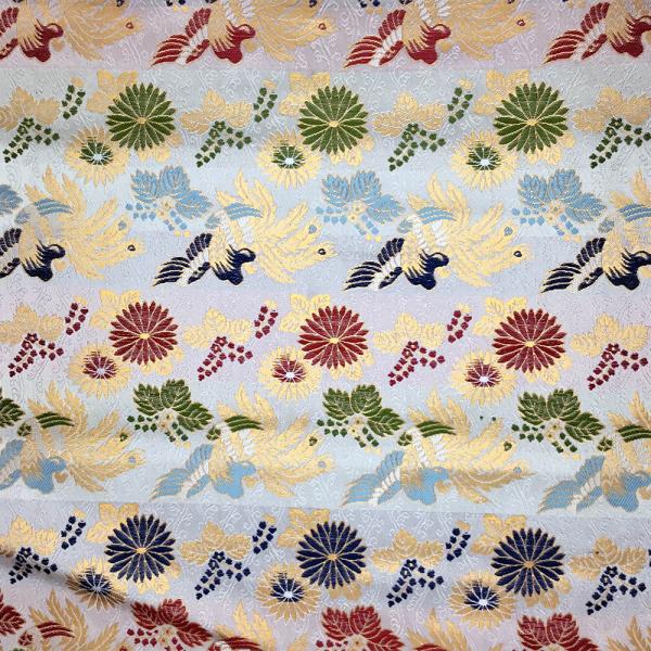 金襴生地 金襴の布 白地 鳳凰 桐 kin白5