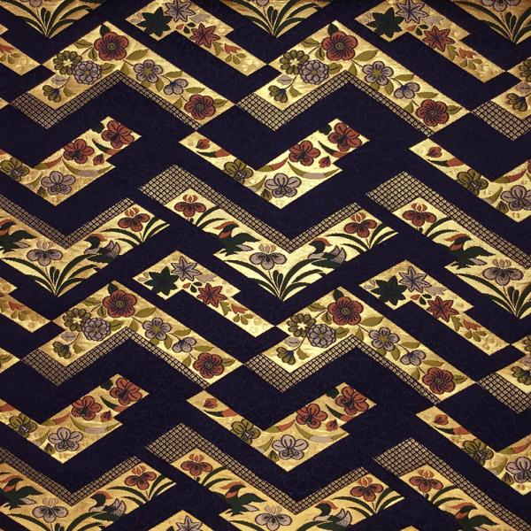 金襴生地 金襴の布 紺地 古代織 辻花四丁アヤモミ kin紺6