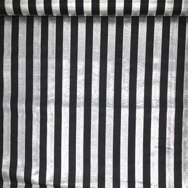 金襴生地 金襴の布 黒地 黒銀たて縞 kin黒3