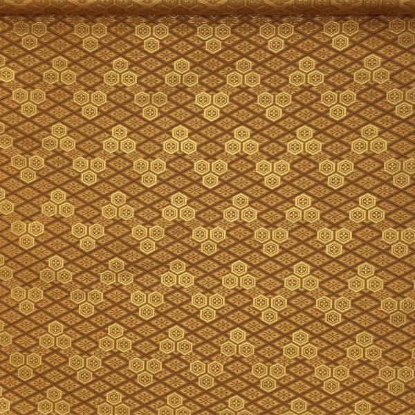 金襴生地 金襴の布 茶色 古代織 茶地亀甲 kin茶2