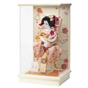 羽子板 久月 お祝い 初正月 羽子板飾り コンパクト ケース飾り 板ケース入 凛香 8号 金彩振袖 白 赤 アイボリー塗 アクリル モダン おしゃれ 2024